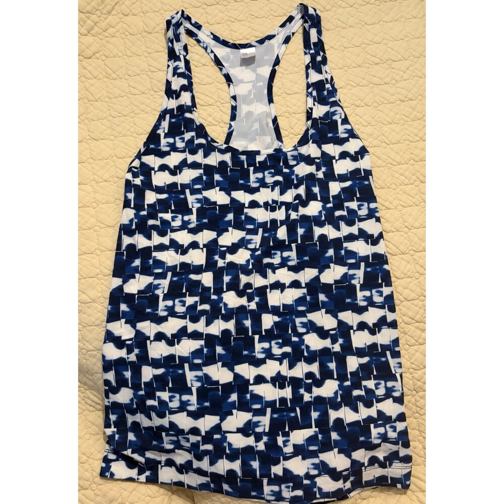 GapFit Women's Woven Racerback Tank Top Size S Small Blue White Shibori Tie Dye